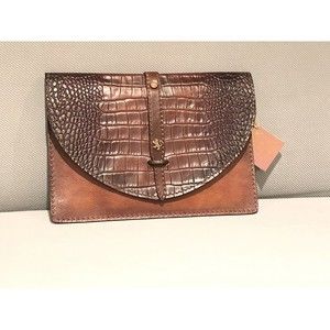 NWT PRATESI Made In Italy Envelope Leather Pouch Purse